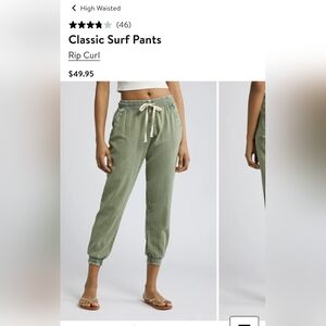 Rip Curl Women's Classic Surf Pants sage green Size Small 100% Cotton
